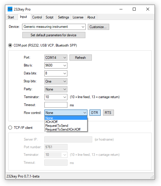 232key Pro flow control (handshaking)