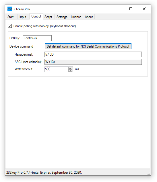 NCI protocol: Hotkey to request weight