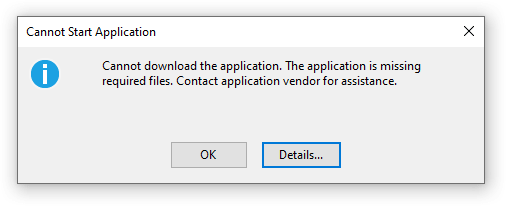 ClickOnce application is missing required files