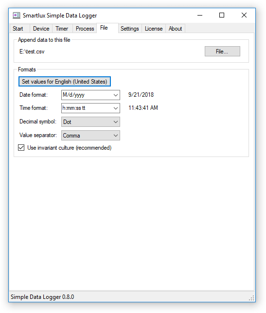 Formats for English (United States)