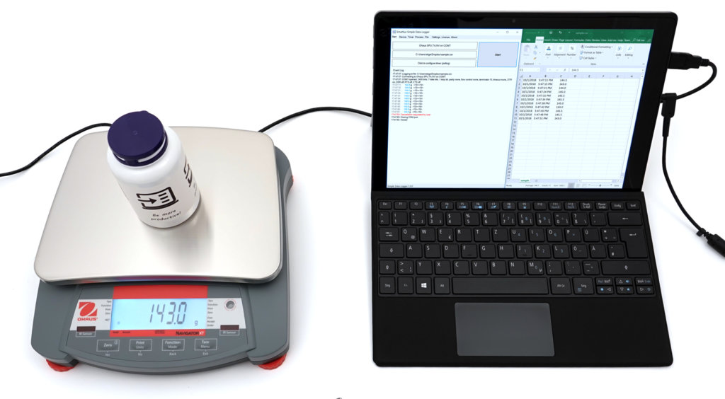 Scale with data logging software