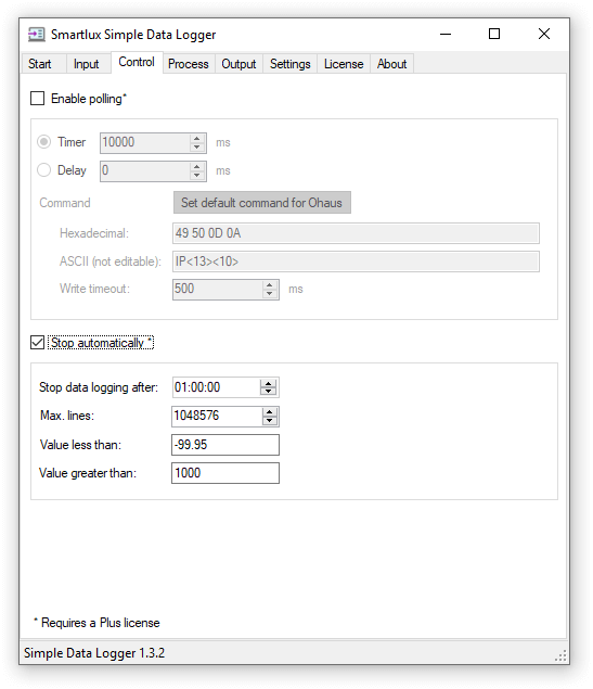 Auto stop data logging