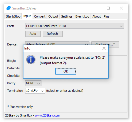 Adam HCB output format message