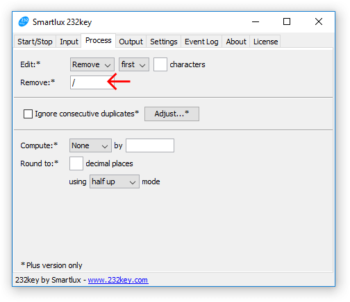 232key process tab: remove separator