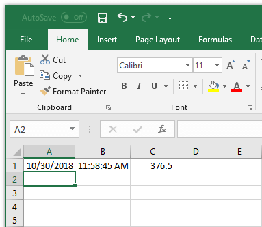 Date, time and weight in Excel