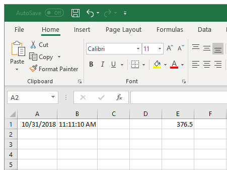 Excel with computer date/time and weight