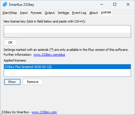 232key Plus show expired license